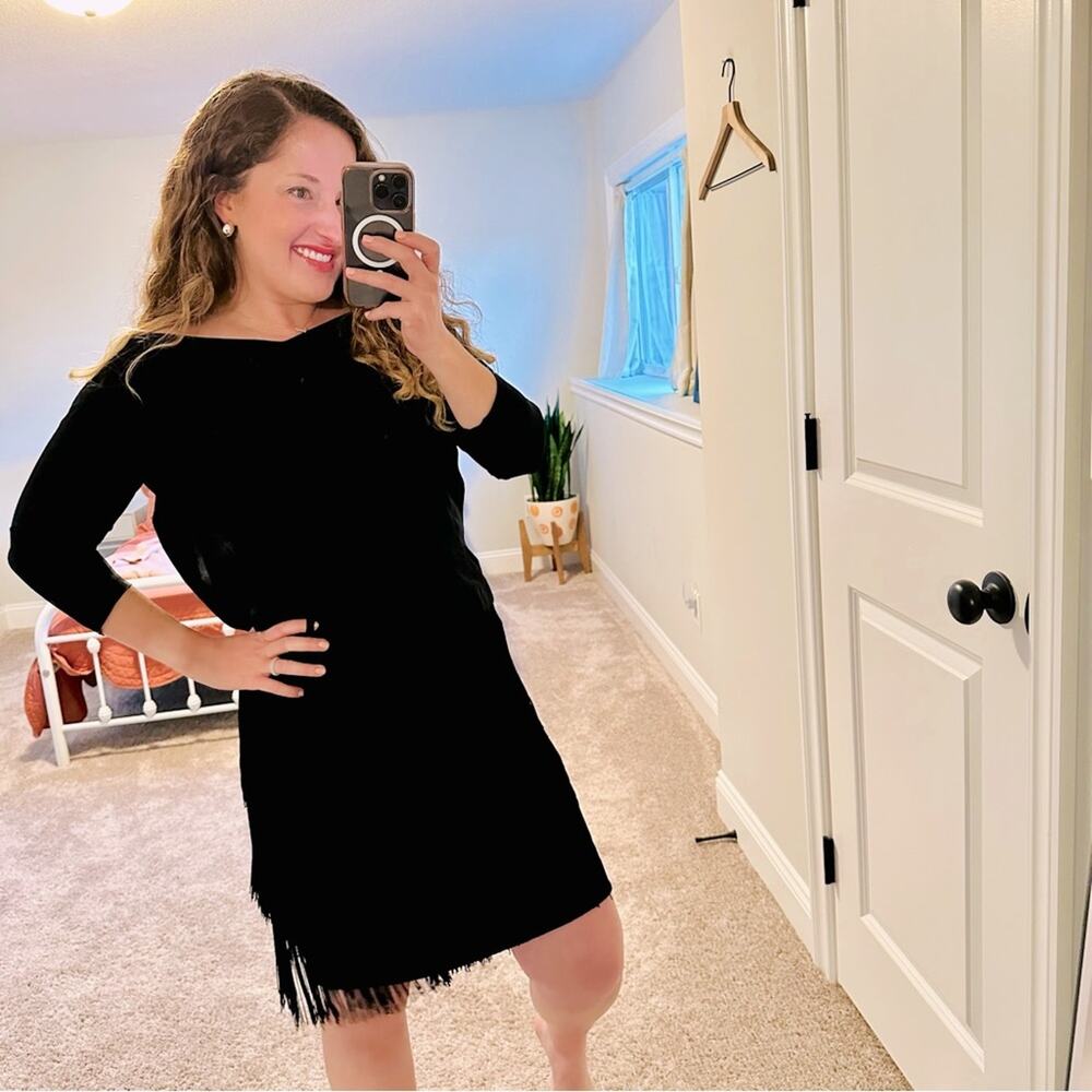 Vintage Black 1940s Handmade Flapper Frill Mini Dress XS
